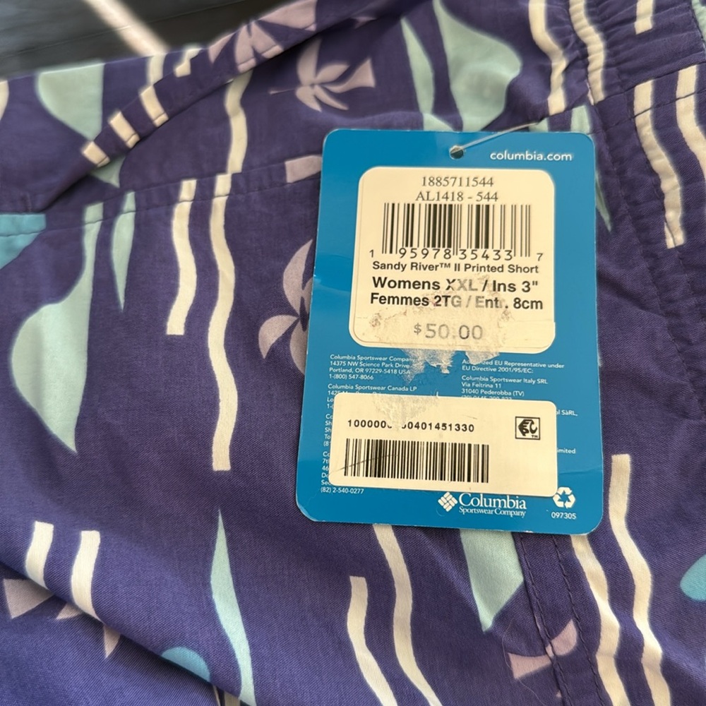 Columbia NWT Sandy River Printed Mid-Rise 3”Shorts XXL - Picture 3 of 3